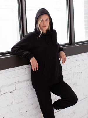 Oversized Lightweight Boyfriend Hoodie / Black