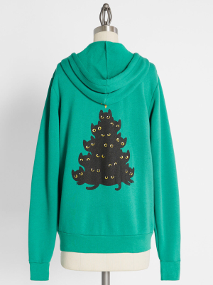 Rockin' Around The Cat-mas Tree Zip-up Hoodie