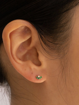 Mini Baguette Emerald Lace Stud (single)