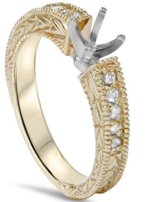 Pompeii3 Gold 1/4ct Diamond Engagement Semi Mount Ring Setting