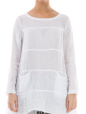 Flared White Linen Tunic