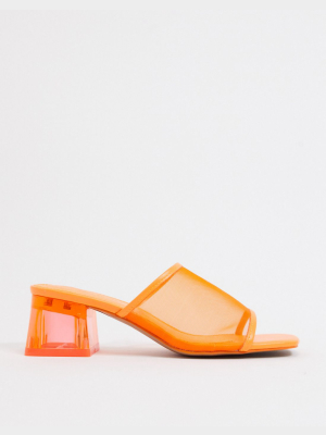 Asos Design Harrogate Heeled Mules In Orange