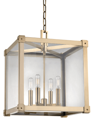 Hudson Valley Lighting Forsyth 4-bulb Pendant - Aged Brass & Clear