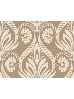 Bonaire Damask Wallpaper In Gold And Cream From The Tortuga Collection By Seabrook Wallcoverings