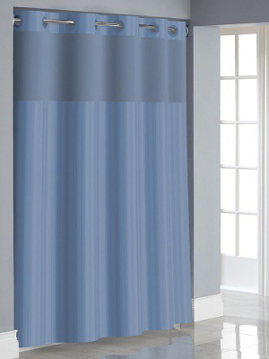 Victorian Satin Striped Shower Curtain With Liner - Hookless