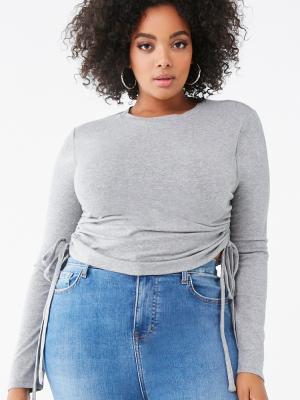 Plus Size Ruched Drawstring Top