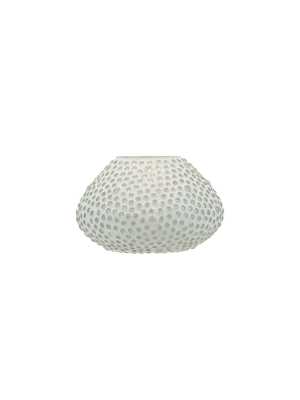 White Glass Raised Dot Candle Holder Hurricane - Foreside Home & Garden