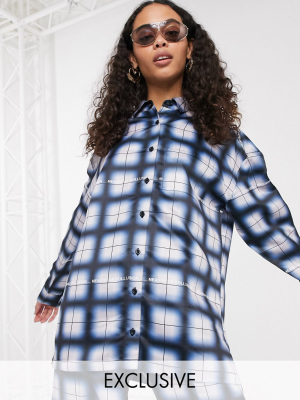 Collusion Oversized Shirt In Grid Check