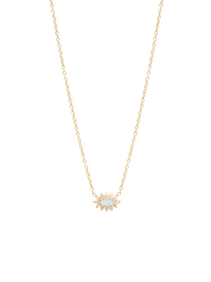 14k Opal & Diamond Cluster Necklace