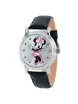 Women's Disney Minnie Mouse Shinny Vintage Articulating Watch With Alloy Case - Black