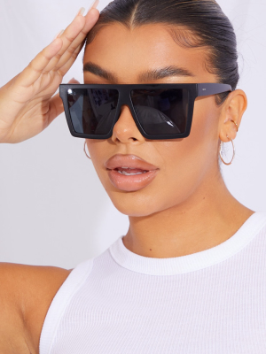 Black Matte Oversized Flat Bar Sunglasses