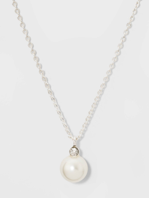 Glass Necklace - A New Day™ Pearl Silver