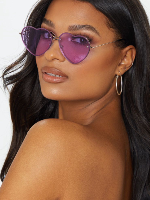 Purple Heart Shaped Sunglasses