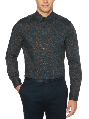 Multi-color Speckle Print Stretch Shirt