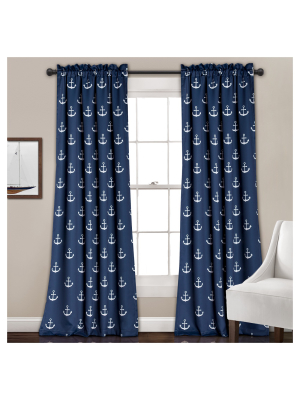 Set Of 2 Anchor Room Darkening Window Curtain Panels - Lush Décor