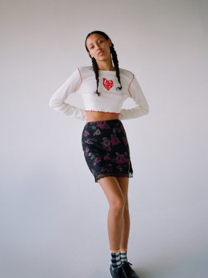 Motel Cora Floral Notched Mini Skirt