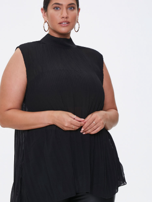 Plus Size Pleated Chiffon Top