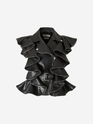 Alexander Mcqueen Zip Detailed Ruffled Jacket