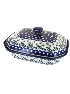 Blue Rose Polish Pottery Alyce Large Covered Baking Dish