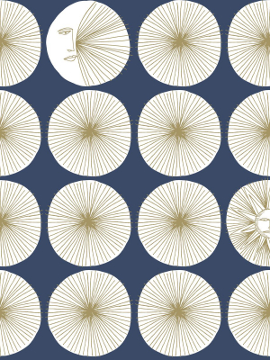 Soho Starburst Peel & Stick Wallpaper In Blue And Gold From The Risky Business Iii Collection By York Wallcoverings