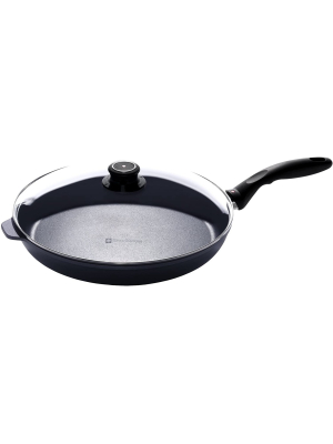 Swiss Diamond Versatile Nonstick Frying Pan Cooking Skillet With Heat Tempered Glass Lid Cover, 12.5 Inch Diameter, Black