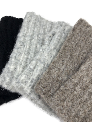 Gray Ribbed Alpaca Gloves