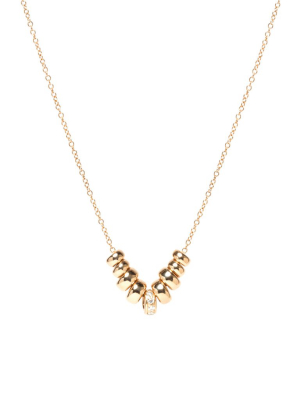 14k Gold 9 Rondelle Necklace With Pave Diamonds