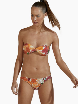 Padded Twisted Bandeau Bikini Top - Beach House Print