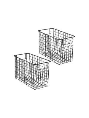 Mdesign Metal Wire Storage Basket Bin With Handles For Office, 2 Pack