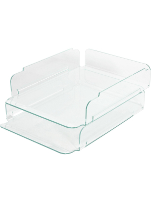 Lorell Stacking Letter Trays - Green