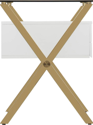 Beverly Small Desk, White/gold