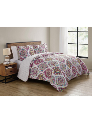 Vcny Home Danielle Pink Ogee Quilt Set