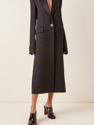 Satin-trimmed Wool-crepe Tuxedo Coat