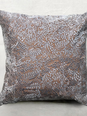 Filigree Silk Velvet Cushion In Rosewood