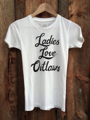 Ladies Love Outlaws Women's Vintage Tee, White/black