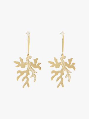 Diamond Coral Drop Earrings