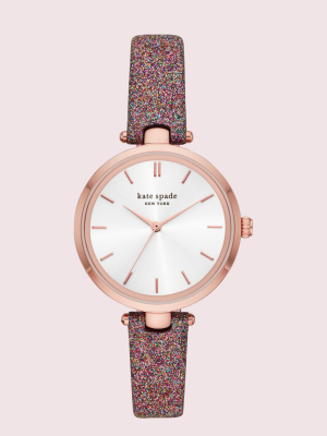 Holland Rainbow Glitter Leather Watch