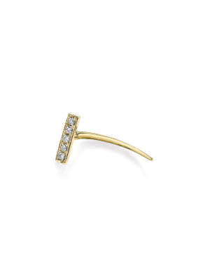 Bar On Infinite Tusk Earring With White Pavé