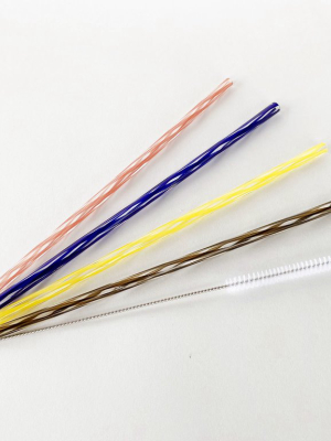 Set Of 4 Twisted Glass Straws