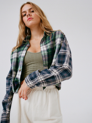 Urban Renewal Recycled Two-tone Flannel Cropped Shirt