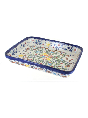 Blue Rose Polish Pottery Atlantis Large Rectangular Baker