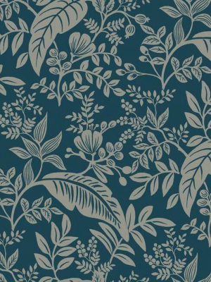 Canopy Wallpaper In Indigo And Silver From The Rifle Paper Co. Collection By York Wallcoverings