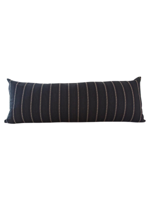 Sleek Black Striped Extra Long Lumbar Pillow - 14x36