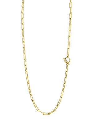 Rectangular Link Chain Necklace With Tusk Clasp