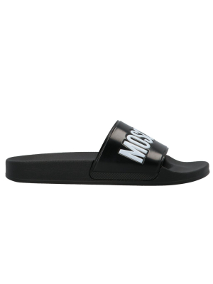 Moschino Logo Embossed Slide Sandals