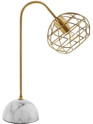 Sandy White Marble Table Lamp Brass Gold/white