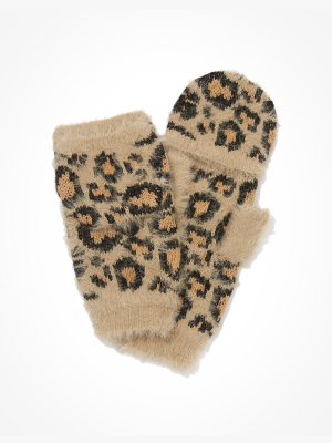 Aeo Leopard Flip Mittens