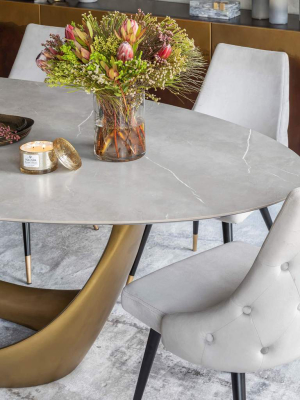 Montana Dining Table, Gray/gold Base