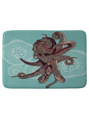 Valentina Ramos Octopus Bloom Cushion Bath Mat Blue - Deny Designs