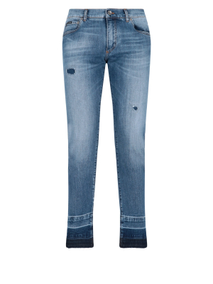 Dolce & Gabbana Distressed Straight-leg Jeans